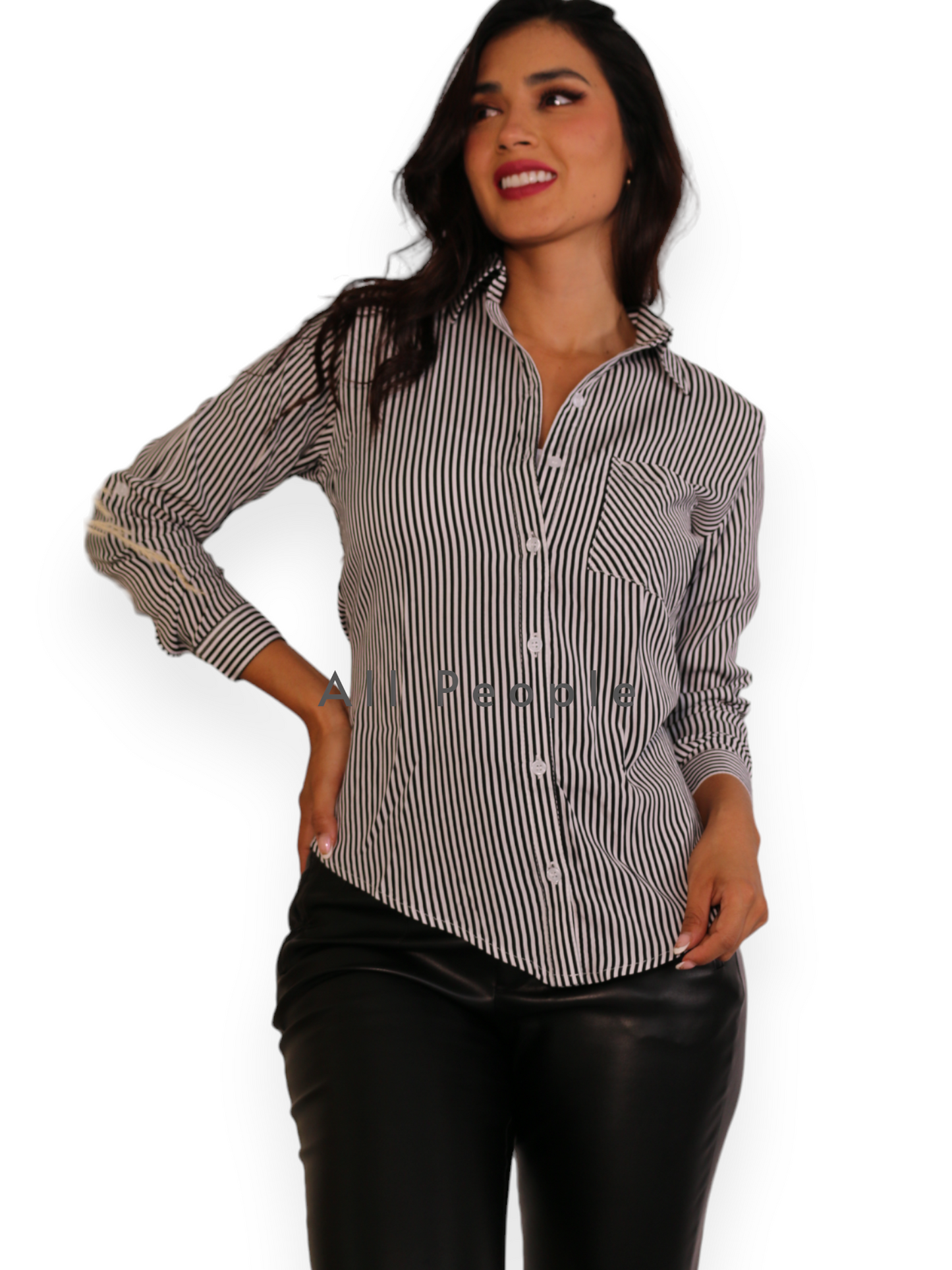 Camisa Dama clásica Rayas Negro