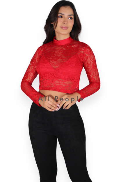 Blusa Cuello Tortuga Blonda Rojo