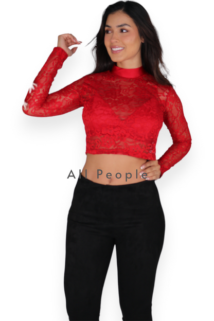 Blusa Cuello Tortuga Blonda Rojo